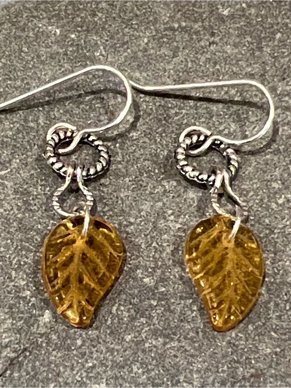 Autumn Leaves dangle earrings Sterling Silver 925 earwires, Czech glass breads